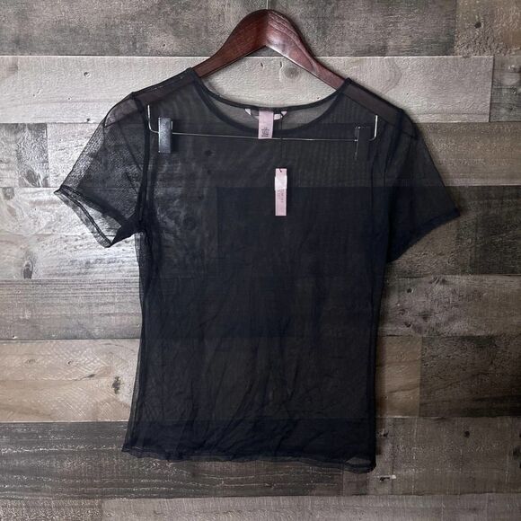 NWT Victoria's Secret Black Mesh Top XS - Picture 2 of 2